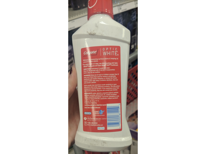 Colgate Optic White Multi-Care Whitening Rinse, Icy Fresh Mint, 16 fl oz/473 mL