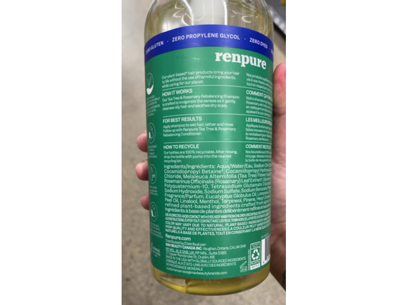 Renpure Rebalancing Shampoo, Tea Tree & Rosemary, 28 fl oz/828 mL