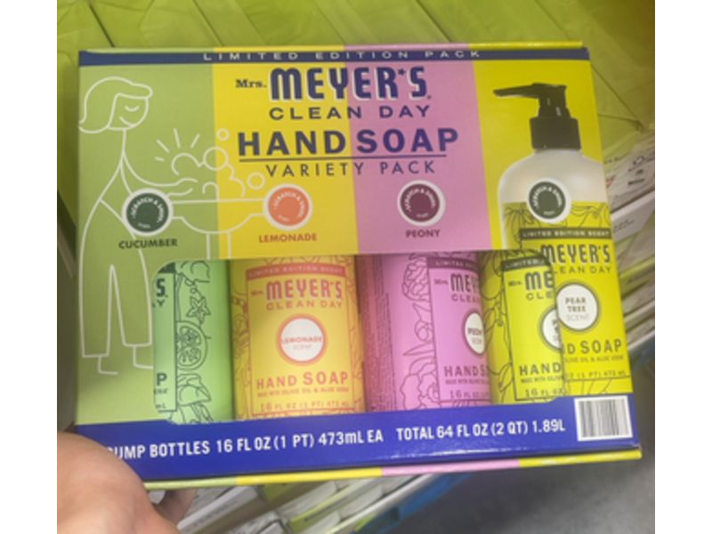 Mrs. Meyer's Clean Day Hand Soap, Cucumber+Lemonade+Peony+Pear Tree, 16 fl oz/473 mL, Pack Of 4
