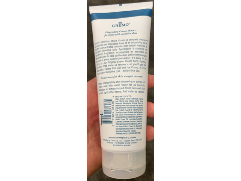 Cremo Concentrated Shave Cream, Sensitive Skin, 6 fl oz/177 mL