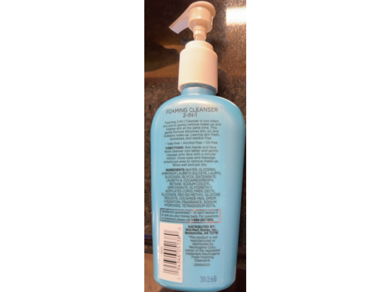 Equate 2-In-1 Foaming Cleanser, 6.7 fl oz/198 mL