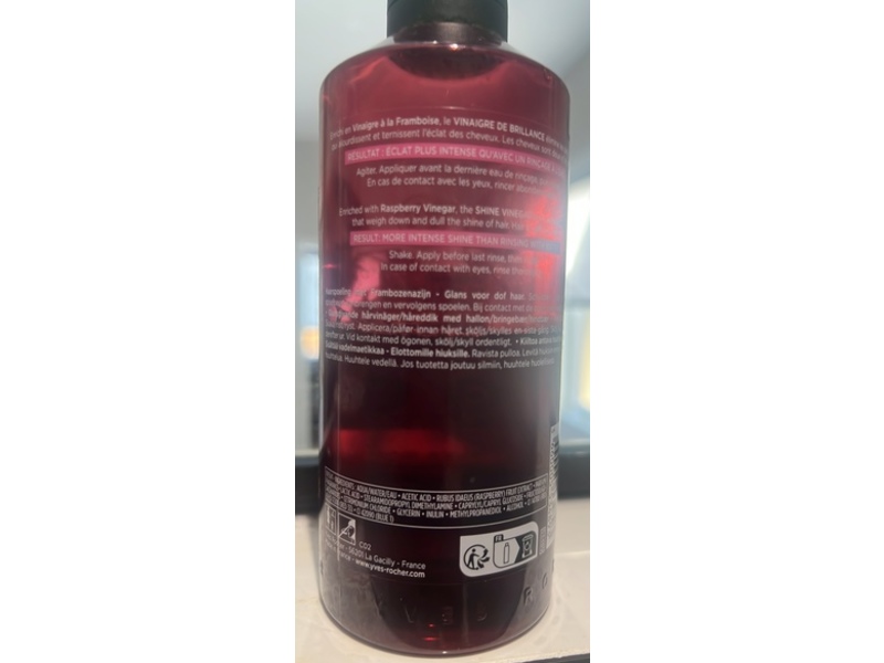 Yves Rocher Shine Vineger Hair Rinsing Lotion, Raspberry Vineger, 13.5 fl oz/400 mL