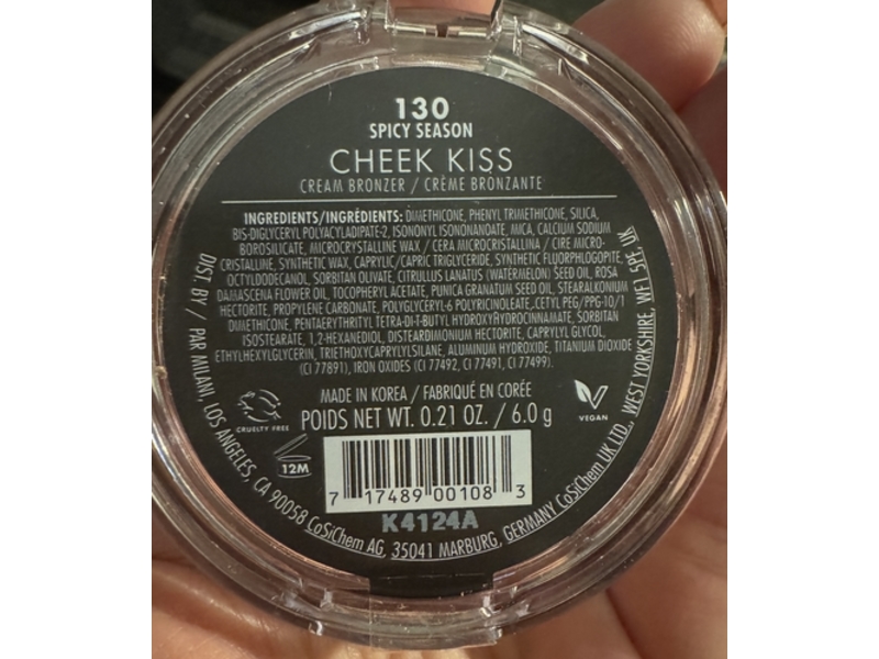 Milani Cheek Kiss Cream Bronzer, 130 Spicy Season, 0.21 oz/6.0 g