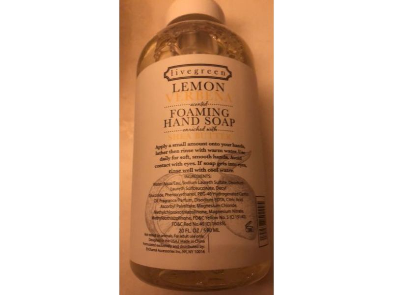 Live Green Foaming Hand Soap, Lemon Verbrna, 20 fl oz