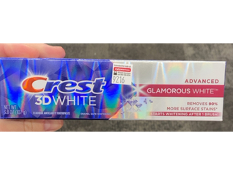 Crest 3D Glamorous White Toothpaste, Glamorous White, 3.8 oz/107 g