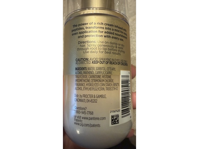 Pantene Deep Nourishing Leave-In Cream To Mist, 5 fl oz/150 mL