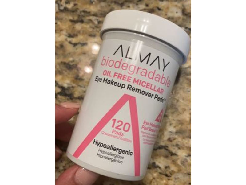 Almay Biodegradable Oil Free Micellar Eye Makeup Remover Pads, Hypoallergenic, 120 Count