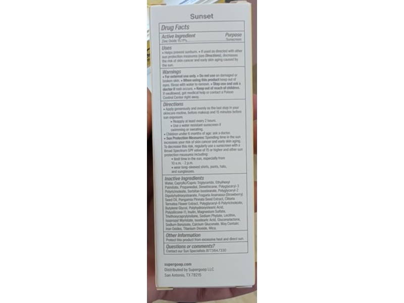 Supergoop! Mineral Glow Screen Soft-Radiance Drops, Sunset, SPF 40 PA+++, 1.7 fl oz/50 mL