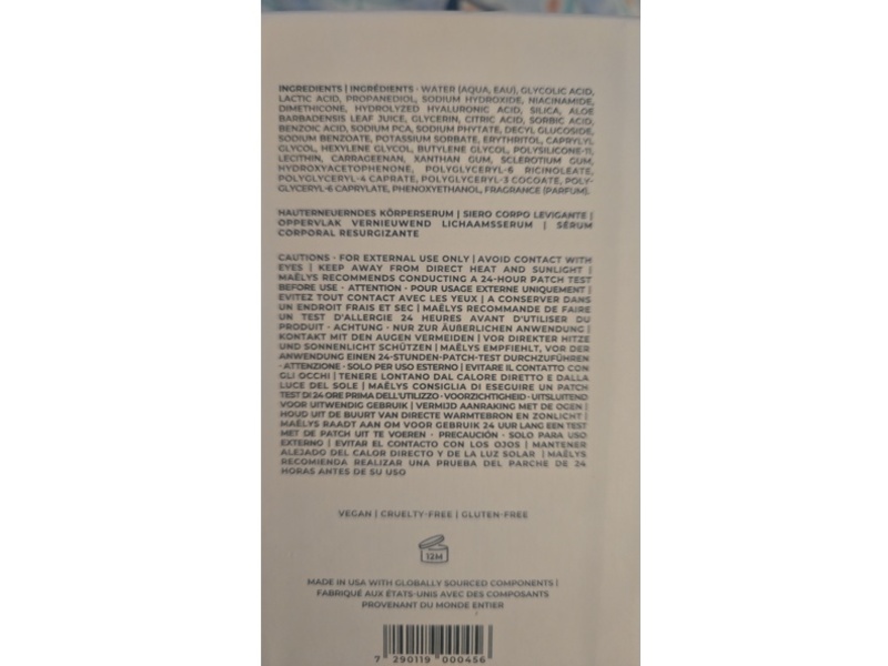 Maelys Resurfacing Body Serum, Re-Start, 3.5 oz/100 g