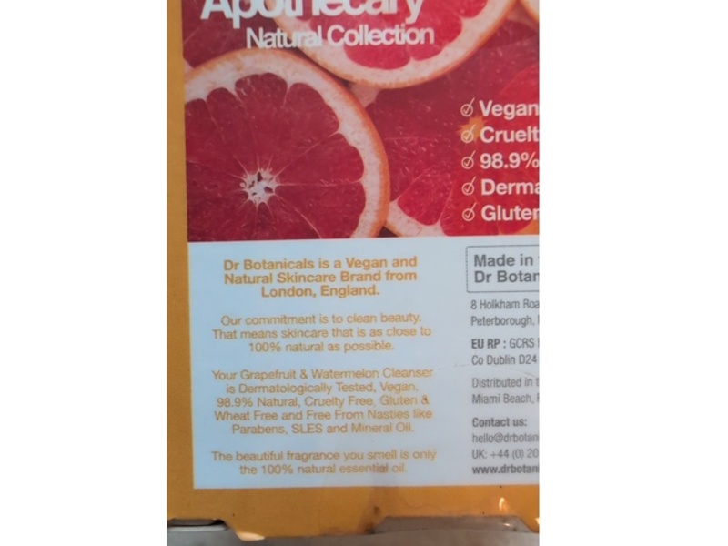 Dr Botanicals Refreshing Cleanser, Grapefruit & Watermelon, 2 fl oz/60 mL