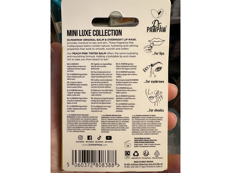 Dr. Pawpaw Mini Luxe Collection Multipurpose Balms For Lips & Cheeks Set, 0.33 fl oz/10 mL