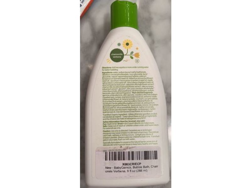 Badyganics Bubble Bath, Chamomile Verbena, 9 fl oz/266 mL