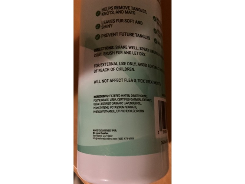 We Love Doodles Dog Detangler Leave-In Conditioner Spray, Lavender, 16 fl oz/473 mL