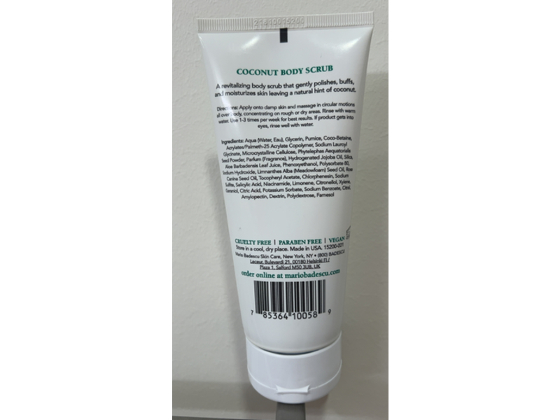 Mario Badescu Skin Care Coconut Body Scrub, 6 oz/170 g