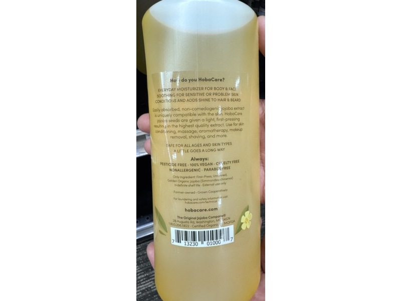 HobaCare Natural Organic Skin, Scalp + Hair Oil, Jojoba Extract, 32 fl oz/946.35 mL