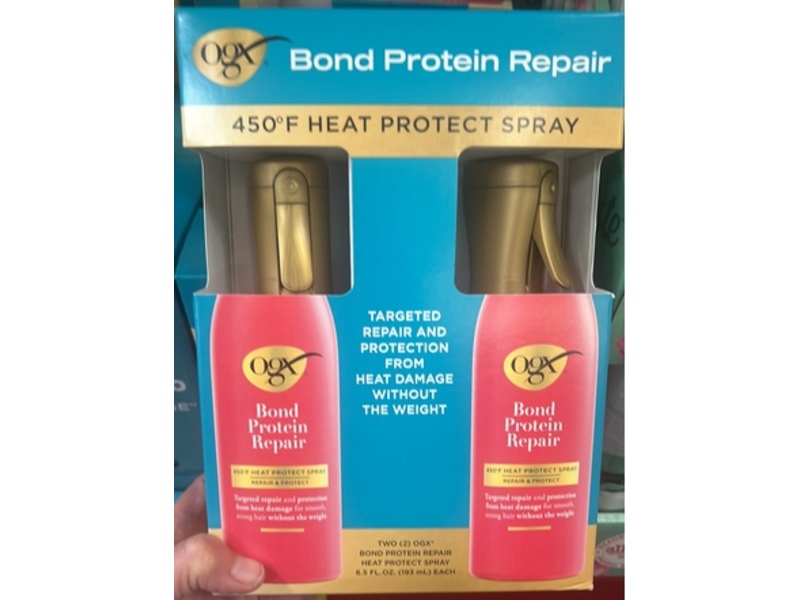 OGX Bond Protein Repair Heat Protect Spray, 6.5 fl oz/193 mL, Pack Of 2