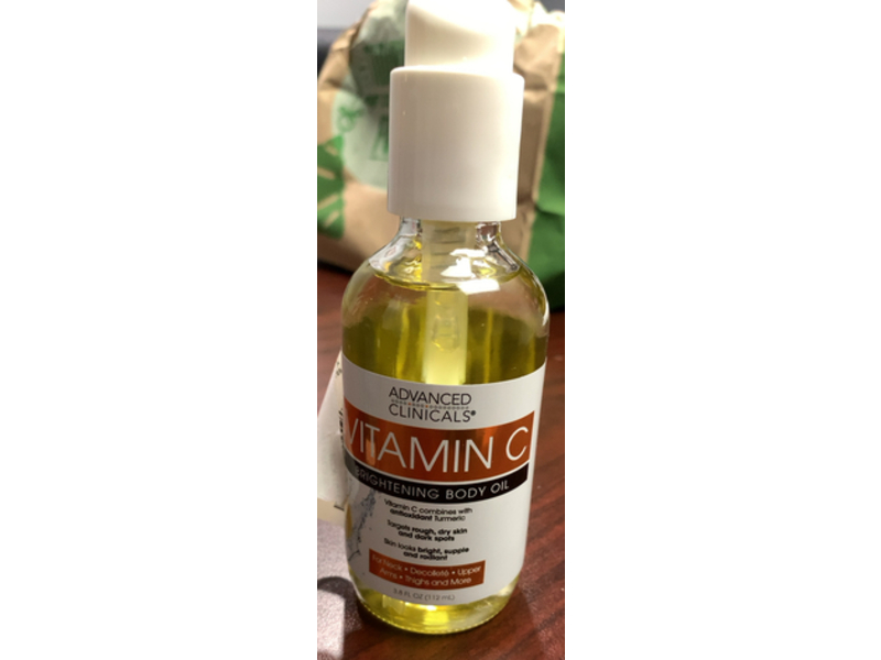 Advanced Clinicals Brightening Body Oil, Vitamin C, 3.8 fl oz/112 mL