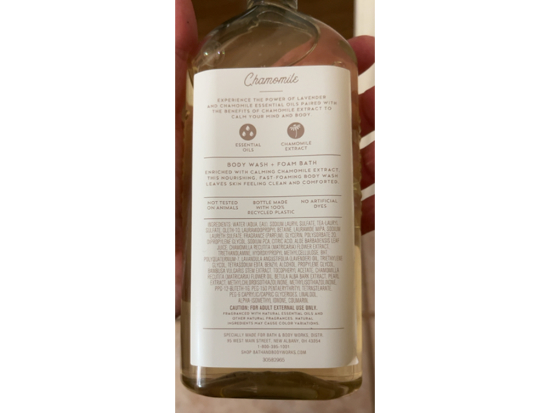 Bath & Body Works Aromatherapy Body Wash + Foam Bath, Lavender + Chamomile, 10 fl oz/295 mL