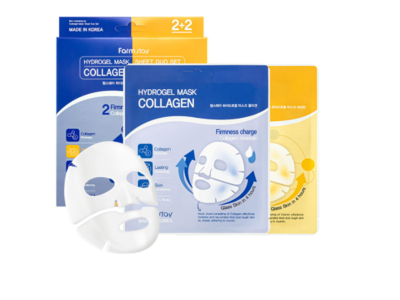 Farmstay Hydrogel Face Mask Sheet Duo Set, Collagen + Vitamin, 1.19 oz/34 g, 4 Count