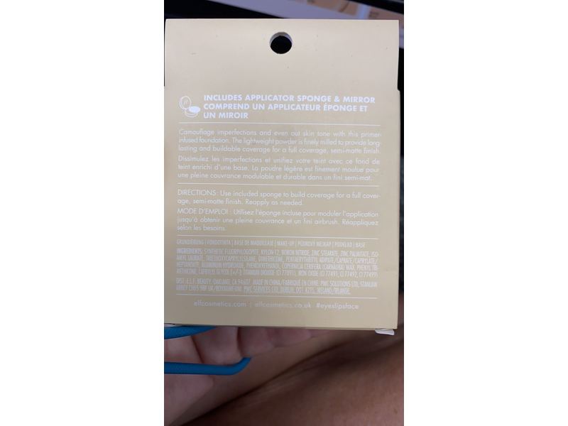 e.l.f. Camo Powder Foundation, Lightweight, Primer-Infused Buildable & Long-Lasting Medium-to-Full Coverage Foundation, Fair 120 N