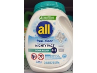 All 4 In 1 Free Clear Mighty Pacs Detergent Pacs, Odor Relief, 55.7 oz/1.58 Kg, 72 Count - thumbnail 3