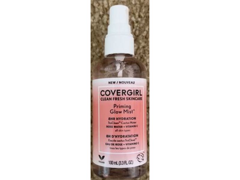 Covergirl Clean Fresh Skincare Priming Glow Facial Mist, Rose Water & Vitamin C, 3.3 fl oz/100 mL