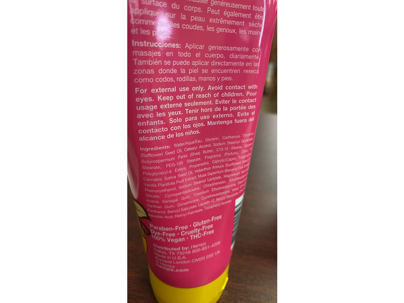 Hempz Blossom Herbal Body Butter, Sugared Banana Vanilla, 6.76 fl oz/200 mL