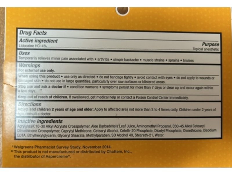 Walgreens Pain Relief Cream, 4% Lidocaine, 2.7 oz/76.5 g