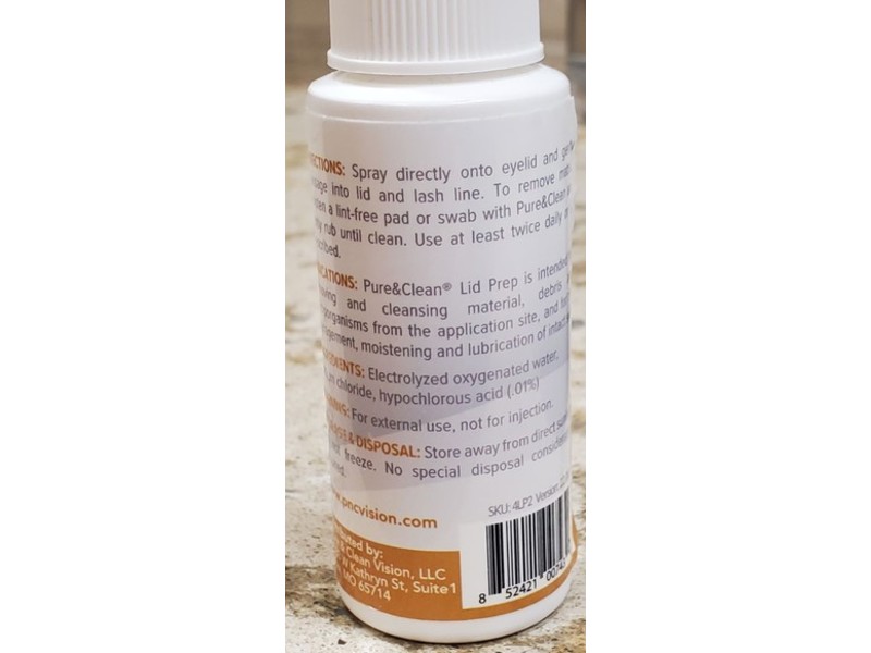 Pure and Clean Lid prep Liquid Spray, 2 fl oz/59 ml