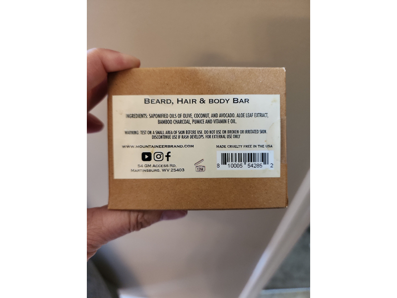 Mountaineer Brand Beard, Hair & Body Bar, Unscented, 4 oz/118 mL