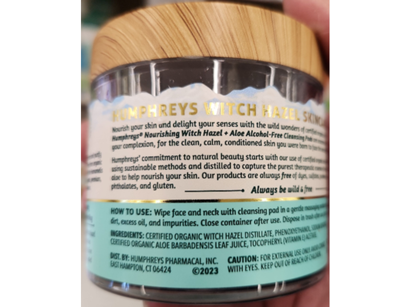 Humphreys Nourishing Witch Hazel Cleansing Pads, Aloe, 60 Counts