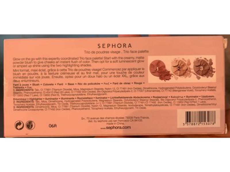 Sephora Collection Trio Face palette, Gleam, 0.112 oz/3.18 g