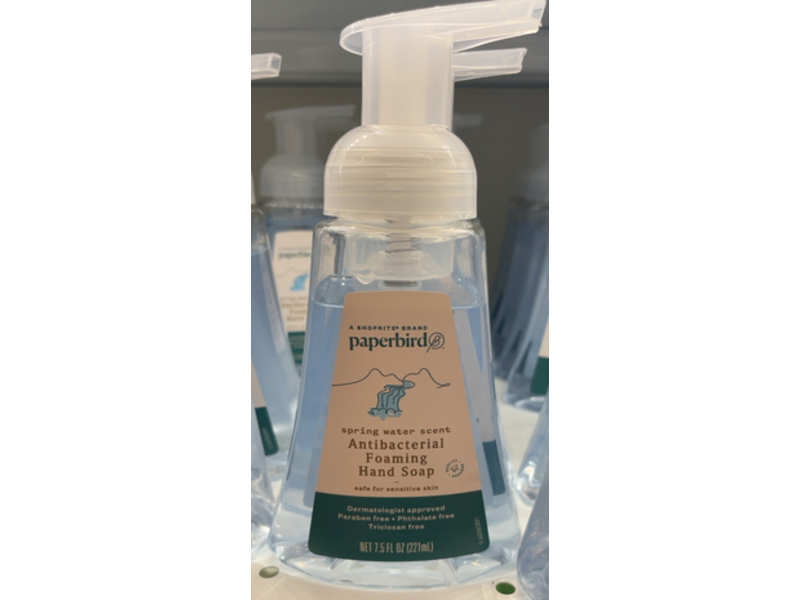 Paperbird Antibacterial Foaming Hand Soap, Spring Water Scent, 7.5 fl oz/221 mL