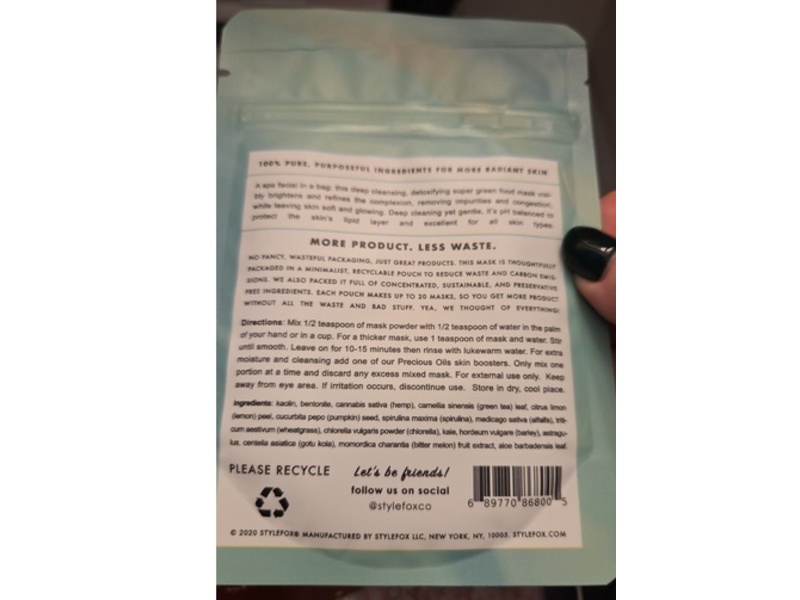 Stylefox Beauty Super Greens Skin Detox Mask, 2 fl oz/59 mL