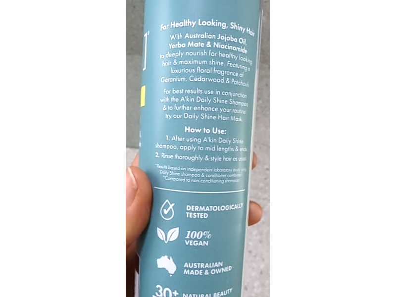 A'kin Daily Shine Conditioner, Jojoba Oil, Yerba Mate & Niacinamide, 12.68 fl oz/375 mL