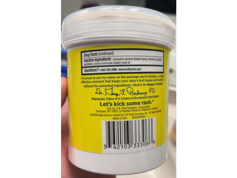 Boudreaux's Butt Paste Diaper Rash Ointment,16 oz/454 g, Pack Of 2