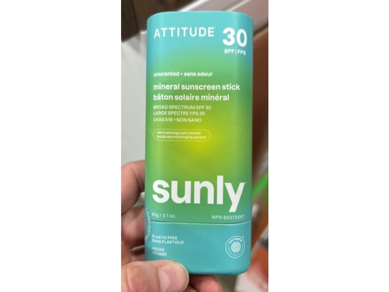 Attitude Sunly Mineral Sunscreen Stick, SPF 30, 2.1 oz/60 g
