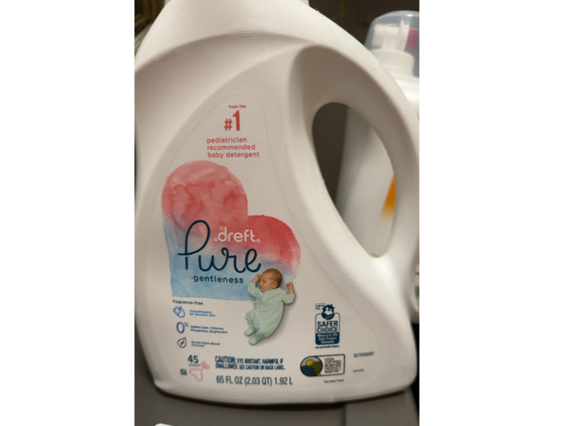 Dreft Pure Detergent, Fragrance Free, 45 Loads, 65 fl oz/1.92 L