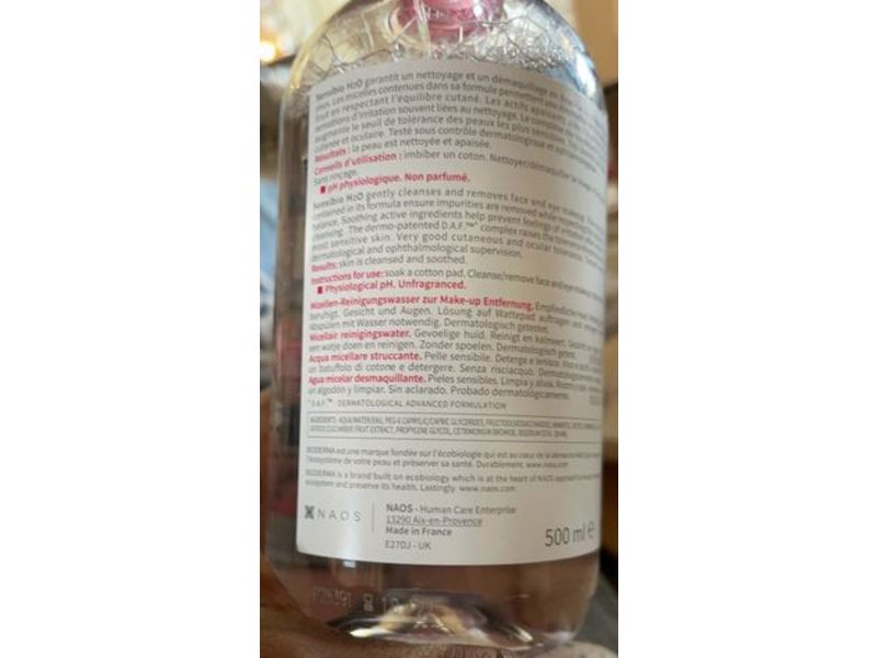 Bioderma Sensibio H2o Micellar Water Makeup Remover, 16.7 fl oz/500 mL