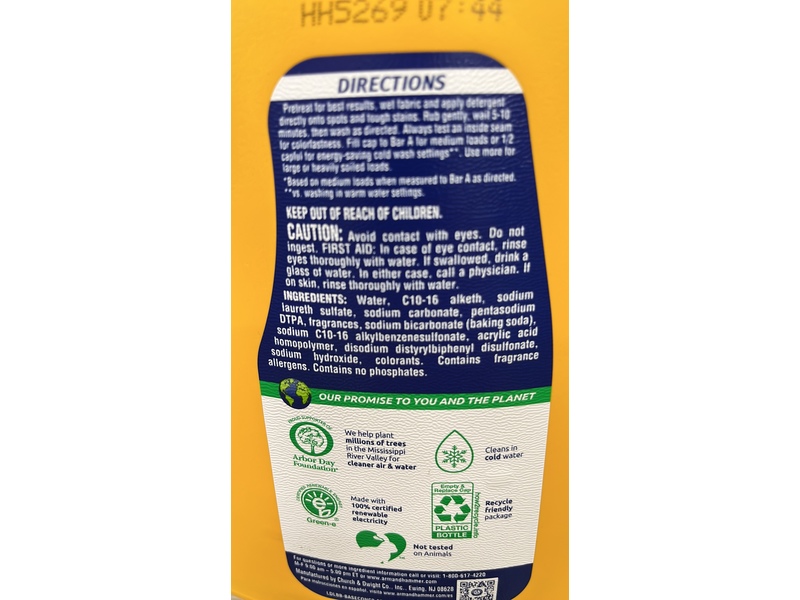 Arm & Hammer Powerfully Clean Liquid Laundry Detergent, Clean Burst, 105 Loads, 105 fl oz/3.1 L