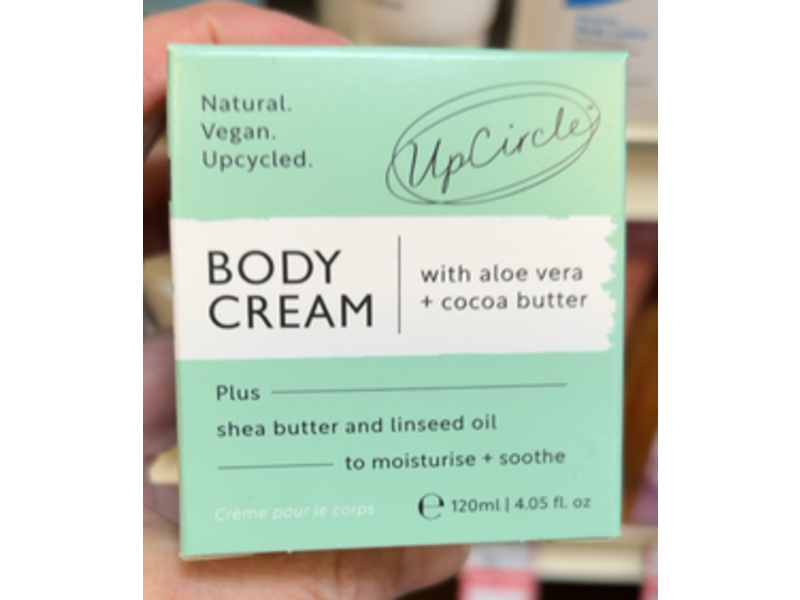 Upcircle Body Cream, Aloe Vera + Cocoa Butter, 4.05 fl oz/120 mL