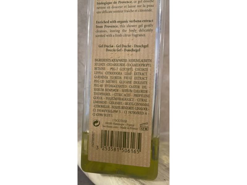 L'Occitane En Provence Verveine Shower Gel, 16.9 fl oz/500 mL