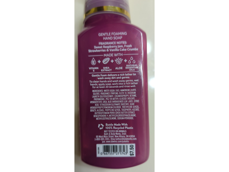Bath & Body Works Gentle Foaming Hand Soap, Raspberry Jam, 8.75 fl oz/259 mL