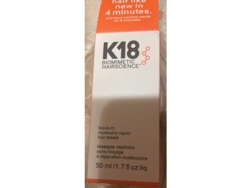 K18 Biomimetic Hair Science Leave-In Molecular Repair Hair Mask, 1.7 fl oz/50 mL