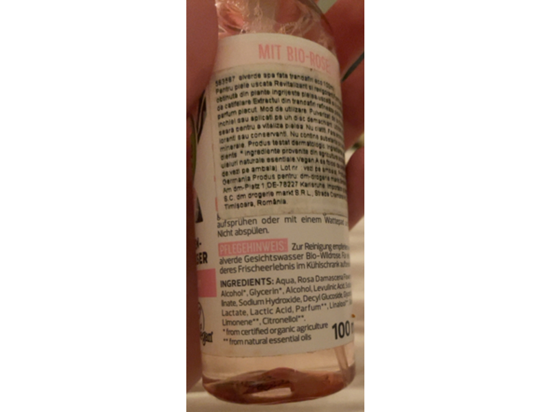 Dm Alverde Natural Cosmetics Organic Rose Flower Water, 100 mL