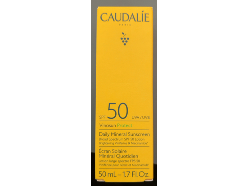 Caudalie Vinosun Protect Daily Mineral Sunscreen Lotion, Viniferine & Niacinamide, SPF 50, 1.7 fl oz/50 mL