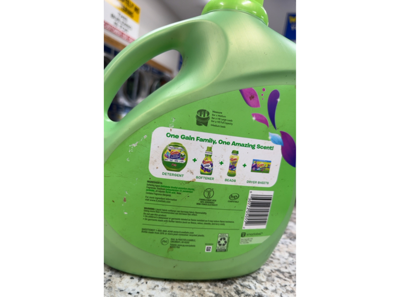 Gain + Odor Defense Fabric Softener Liquid, Super Fresh Blast, 150 Loads, 129 fl oz/3.83 L