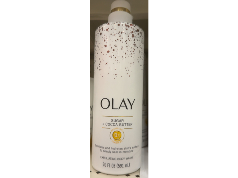 Olay Exfoliating & Moisturizing Vitamin B3 Body Wash, Sugar & Cocoa Butter, 20 fl oz/591 mL