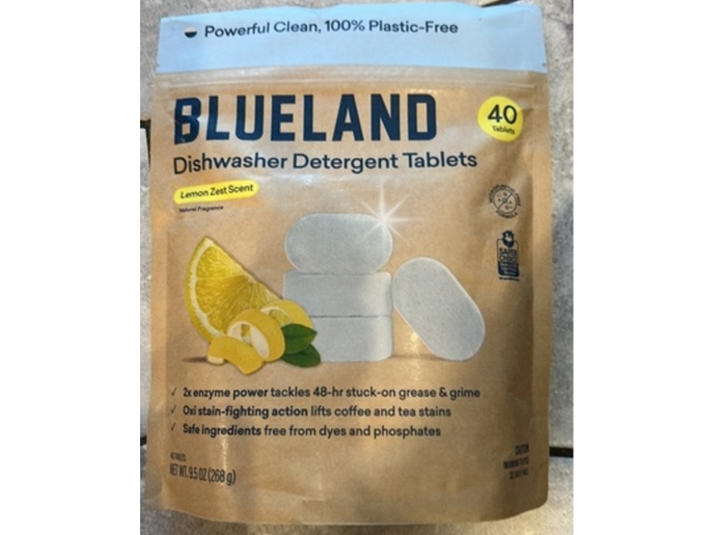 Blueland Dishwasher Detergent Tablets, Lemon Zest Scent, 9.5 oz/268 g, 40 Count