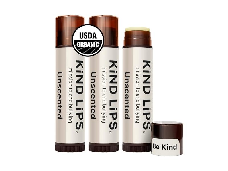Kind Lips Lip Balm, Unscented, 0.15 oz/4.25 g, Pack Of 3